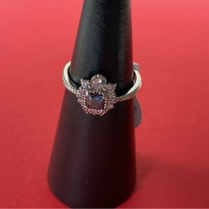 Bomb Party RBP3968 “The Dainty Gem Drop” LC Blue Topaz on Rhodium Sz 8 Ring NWT